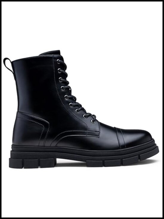 High Top Motorcycle Boots Waterproof Lace Up Zip Combat Boots